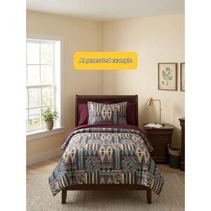 Vintage 90s Springs Southwestern Twin Comforter Set Teal Purple Geometric Aztec
